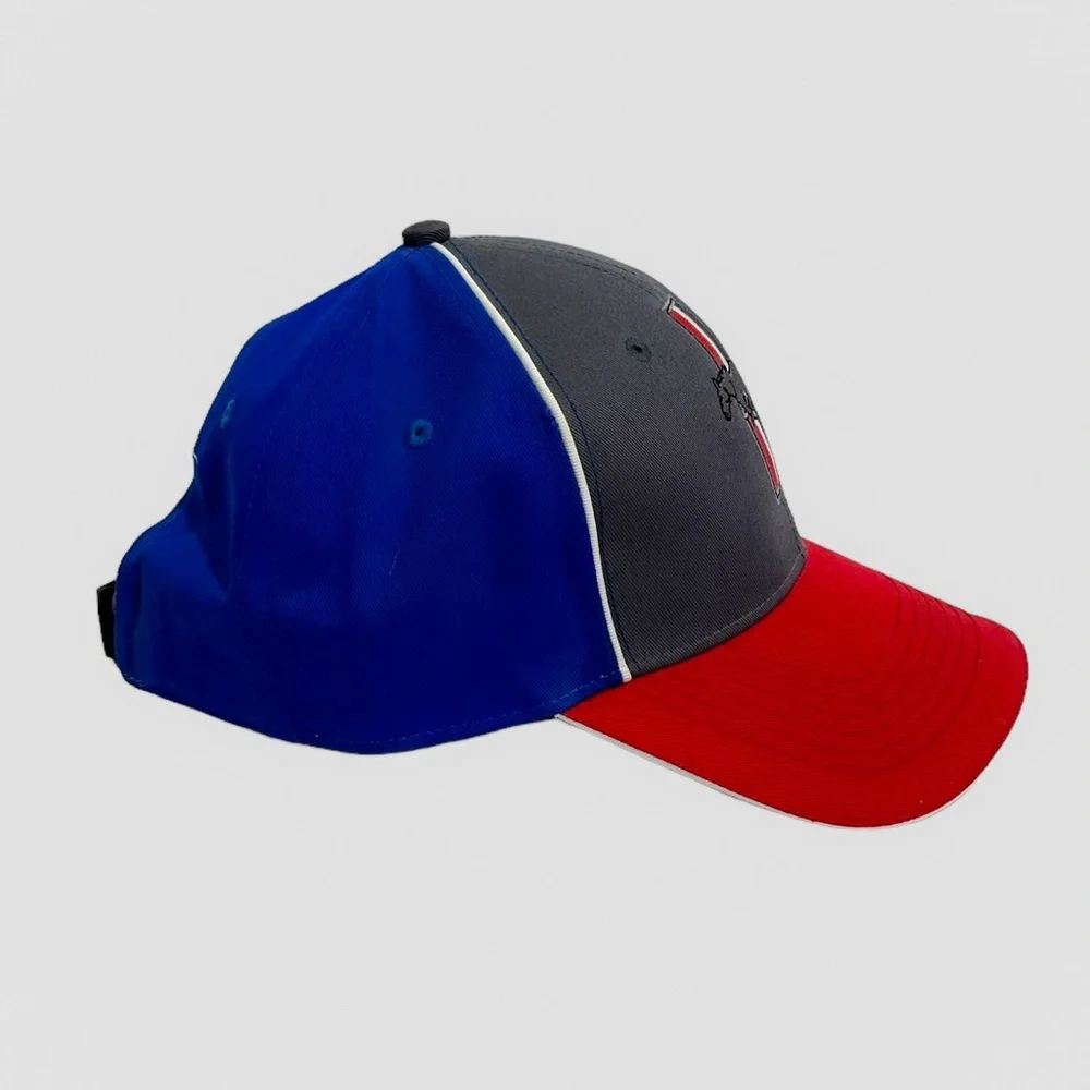 Vtg Ford Mustang Hat Embroidered Logo Red Blue Gray Official Licensed Casual Car